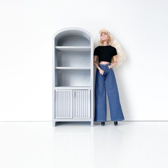 Armoire for Doll 1:6 Scale Metallic Silver Furniture 12” Barbie Integrity Blythe - Picture 1 of 7